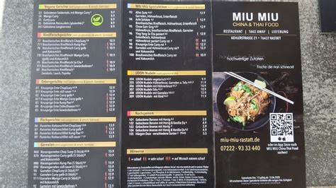 Speisekarte von Miu Miu China & Thai Food 